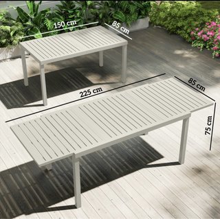 Mesa Jardín Extensible Beige Metal/Plástico