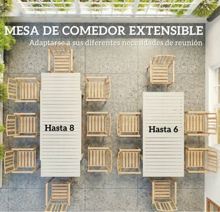 Mesa Jardín Extensible Beige Metal/Plástico