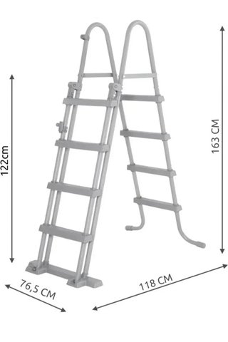 Escalera para Piscina Desmontable de 122 cm Gris