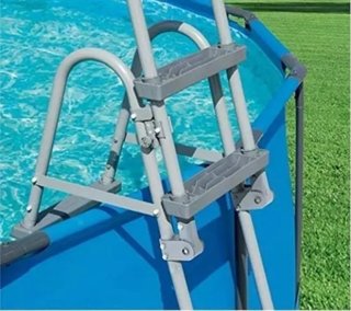 Escalera para Piscina Desmontable de 122 cm Gris