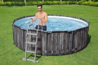 Escalera para Piscina Desmontable de 122 cm Gris