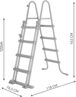 Escalera para Piscina Desmontable de 122 cm Gris
