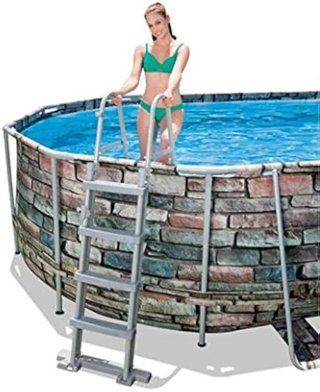 Escalera para Piscina Desmontable de 122 cm Gris