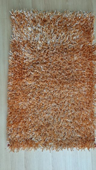 Alfombra Shaggy Naranja y Blanco