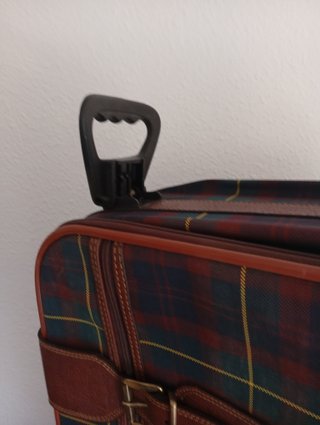 Maleta Vintage Tartán Marrón y Verde