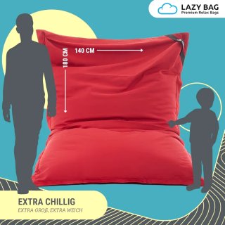 Grande (XXL) puff sillón, de tela, rojo