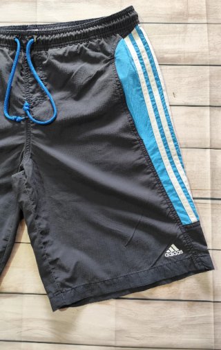 Adidas Shorts Negro/Azul Rayas Retro Talla L