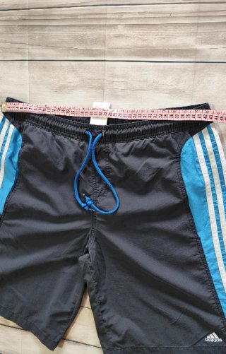 Adidas Shorts Negro/Azul Rayas Retro Talla L