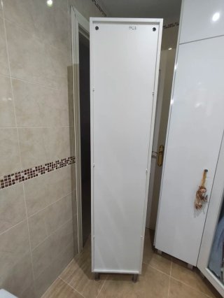 Columna de baño cristal y madera