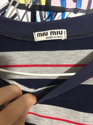 Camiseta Miu Miu rayas azul/gris