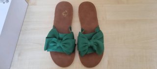 Sandali donna con fiocco verde