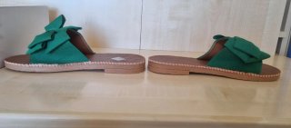 Sandali donna con fiocco verde