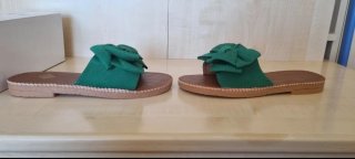 Sandali donna con fiocco verde