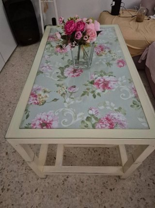 Mesa de centro elevable cristal floral Mesa elevab