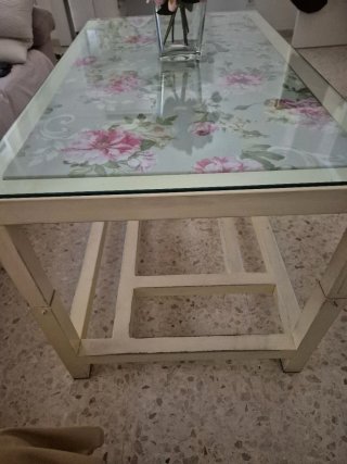 Mesa de centro elevable cristal floral Mesa elevab
