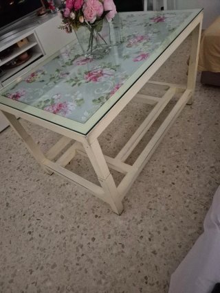 Mesa de centro elevable cristal floral Mesa elevab