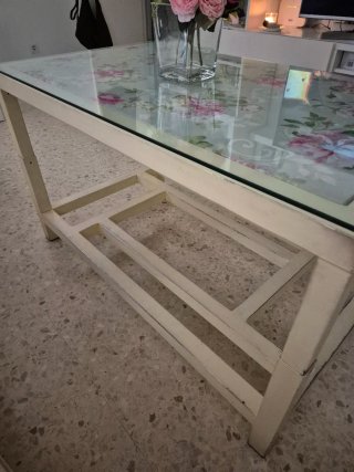 Mesa de centro elevable cristal floral Mesa elevab