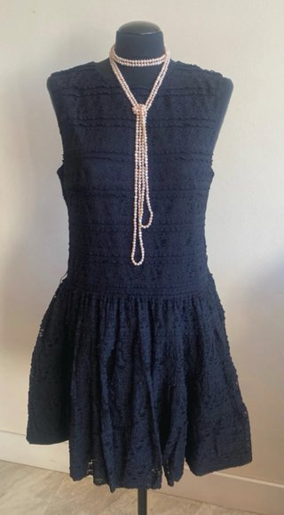 Vestido negro Zara Woman fiesta encaje