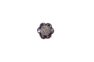 Anillo Plata 925 Flor Amatista y Marcasita