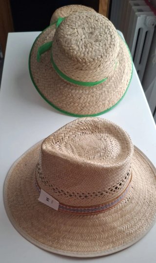 Juego tres sombrero paja unisex trabajo artesanal