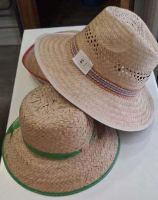 Juego tres sombrero paja unisex trabajo artesanal
