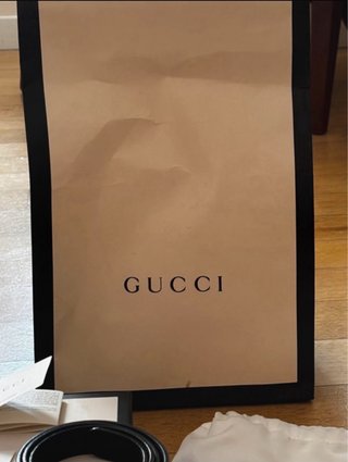 Cintura Gucci Marmont Pelle Nera Oro 70cm