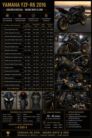 Yamaha R6 Negra y Dorada