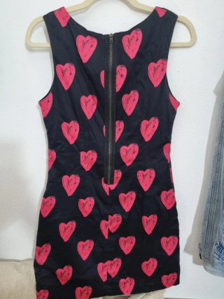 Vestido Desigual Corazones Rojos Negro