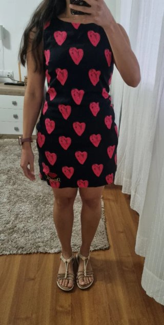Vestido Desigual Corazones Rojos Negro