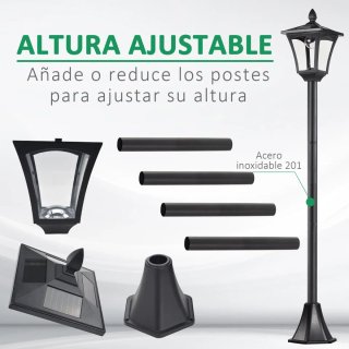 Farola Solar Jardín Panel Encendido