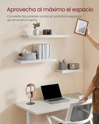 Estante Flotante 80x20 cm Blanco VASAGLE LWS028W44