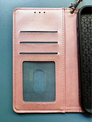 Custodia a portafoglio per iPhone rosa con magnete