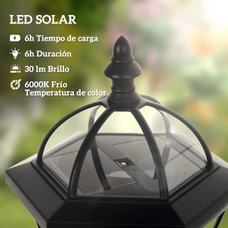 2 Farolas Solares LED Jardín Blancas