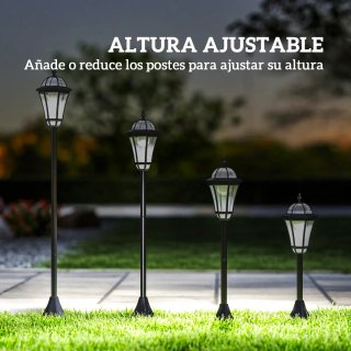 2 Farolas Solares LED Jardín Blancas