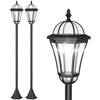 2 Farolas Solares LED Jardín Blancas
