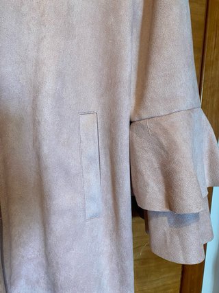 Chaqueta larga antelina rosa talla única