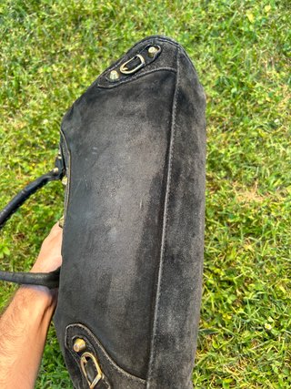 Borsa in pelle nera scamosciata italiana