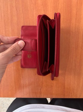 Cartera de cuero roja 14x10cm