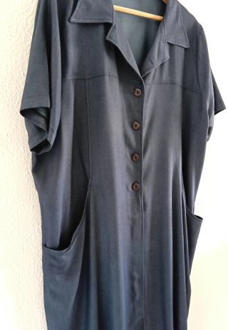 Vestido azul midi con bolsillos Talla 52