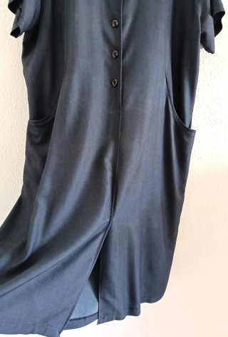 Vestido azul midi con bolsillos Talla 52