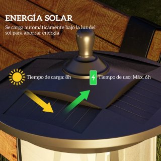 Farola Solar Exterior Negra y Naranja