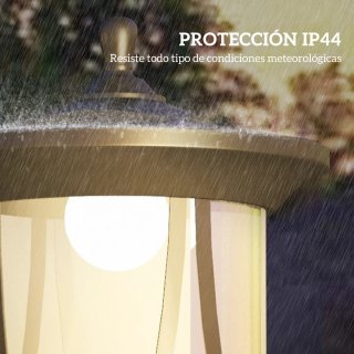 Farola Solar Exterior Negra y Naranja