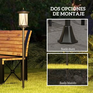 Farola Solar Exterior Negra y Naranja