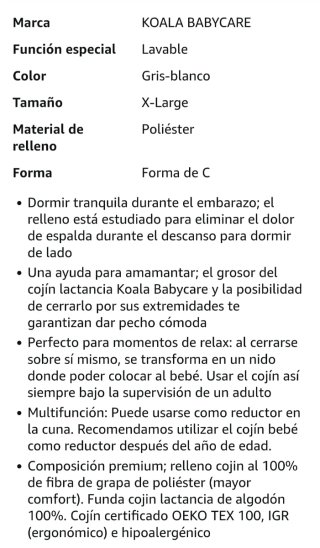 Cojín Lactancia Koala Babycare Gris-blanco.