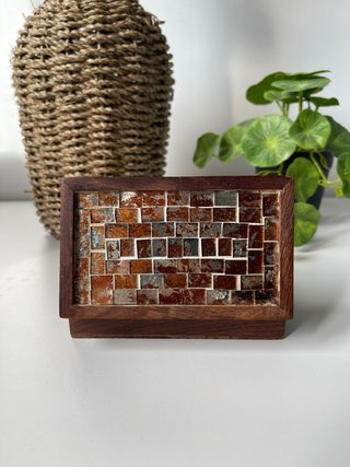 Caja madera pequeña decorativa mosaico