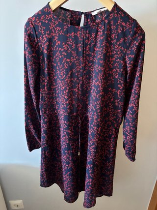 Vestido estampado oriental azul y rojo