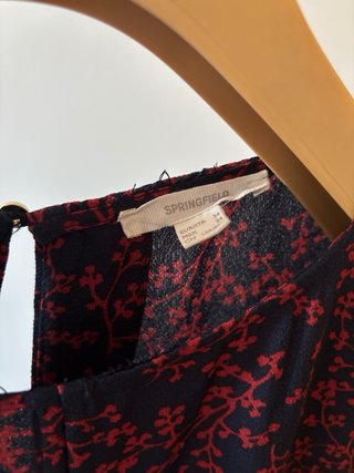 Vestido estampado oriental azul y rojo