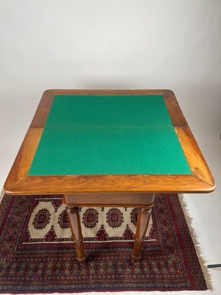 Tavolo da gioco vintage Luigi Filippo in noce