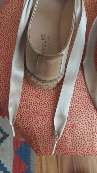 Alpargatas Fabiolas raso beige mujer 38