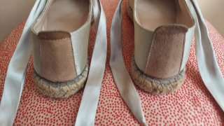 Alpargatas Fabiolas raso beige mujer 38